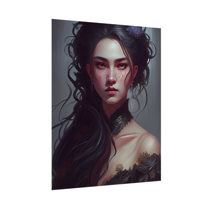 Astonishing Female Portrait: Dr. Black Hair Elegance - Poster
