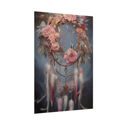 Ethereal Dreamcatcher Realm: Surreal Artwork with Colorful Feathers - Poster