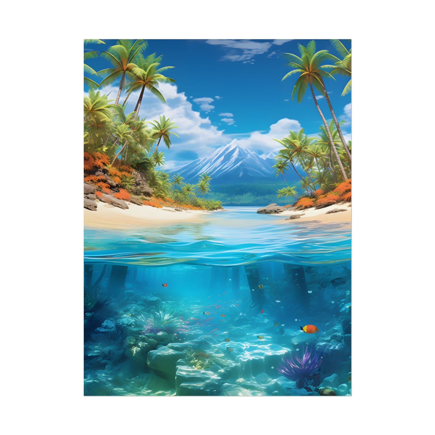 Tropical Paradise Tranquility: Lush Island Getaway Art - Poster