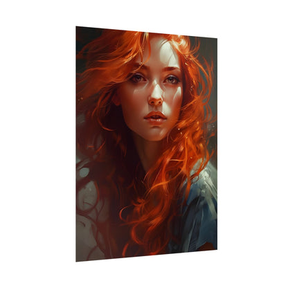 Redhead Female Portrait: Realistic Digital Artwork - Poster