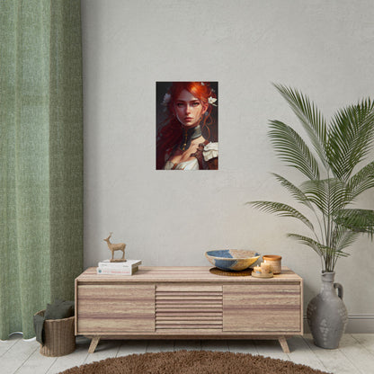 Redheaded Beauty: Formal Portrait in Dark Dress - Poster