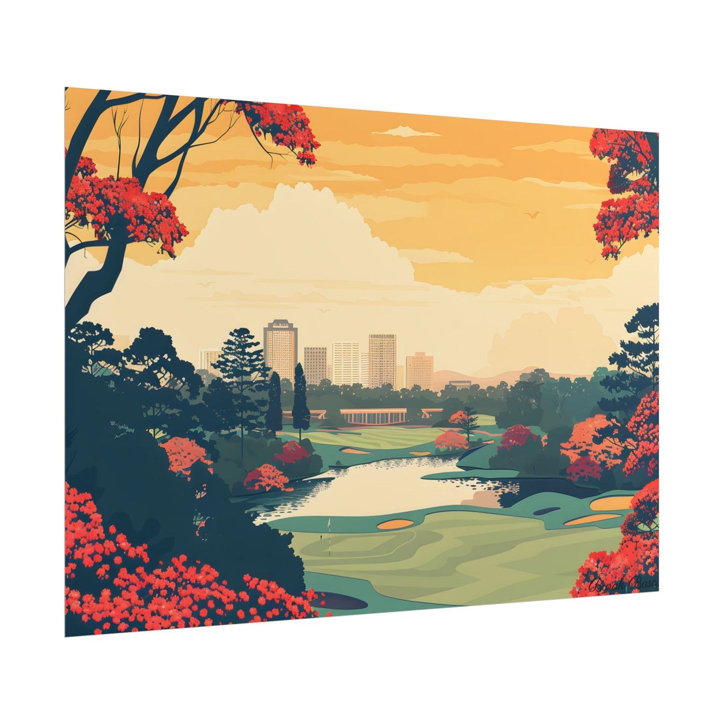 Retro-Style Augusta Georgia Golf Course: Vibrant Illustration Art - Poster
