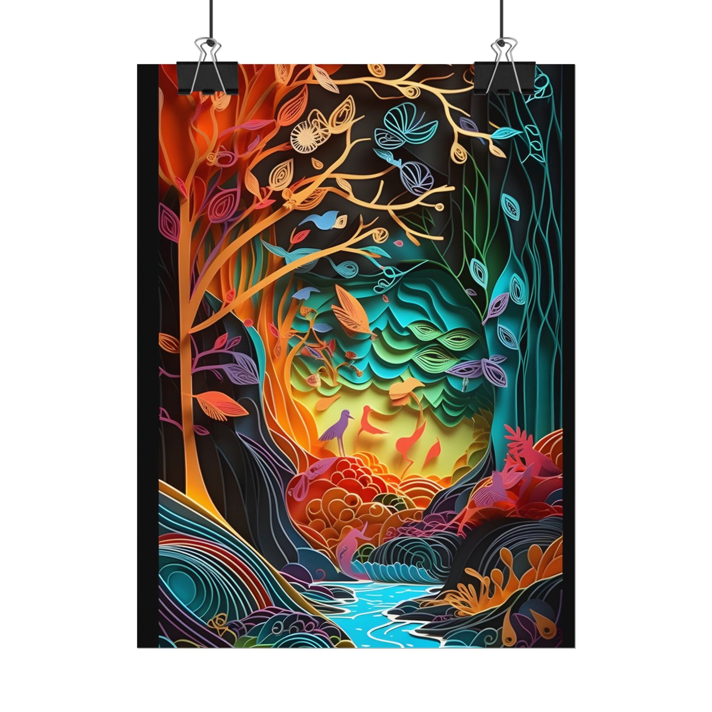 Peaceful Island Oasis: Paper Quilling Landscape Art - Poster