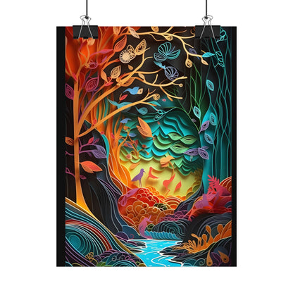 Peaceful Island Oasis: Paper Quilling Landscape Art - Poster