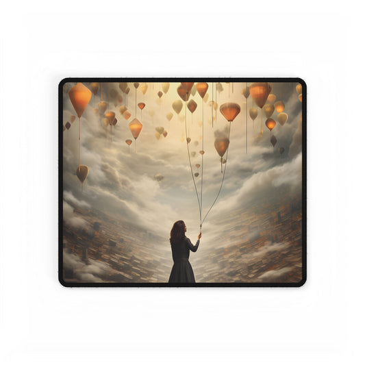 Peaceful Moment: Person with Potted Plant - Desk Mat