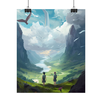 Tranquil Meadow Figures: Realistic Painting of People - Poster