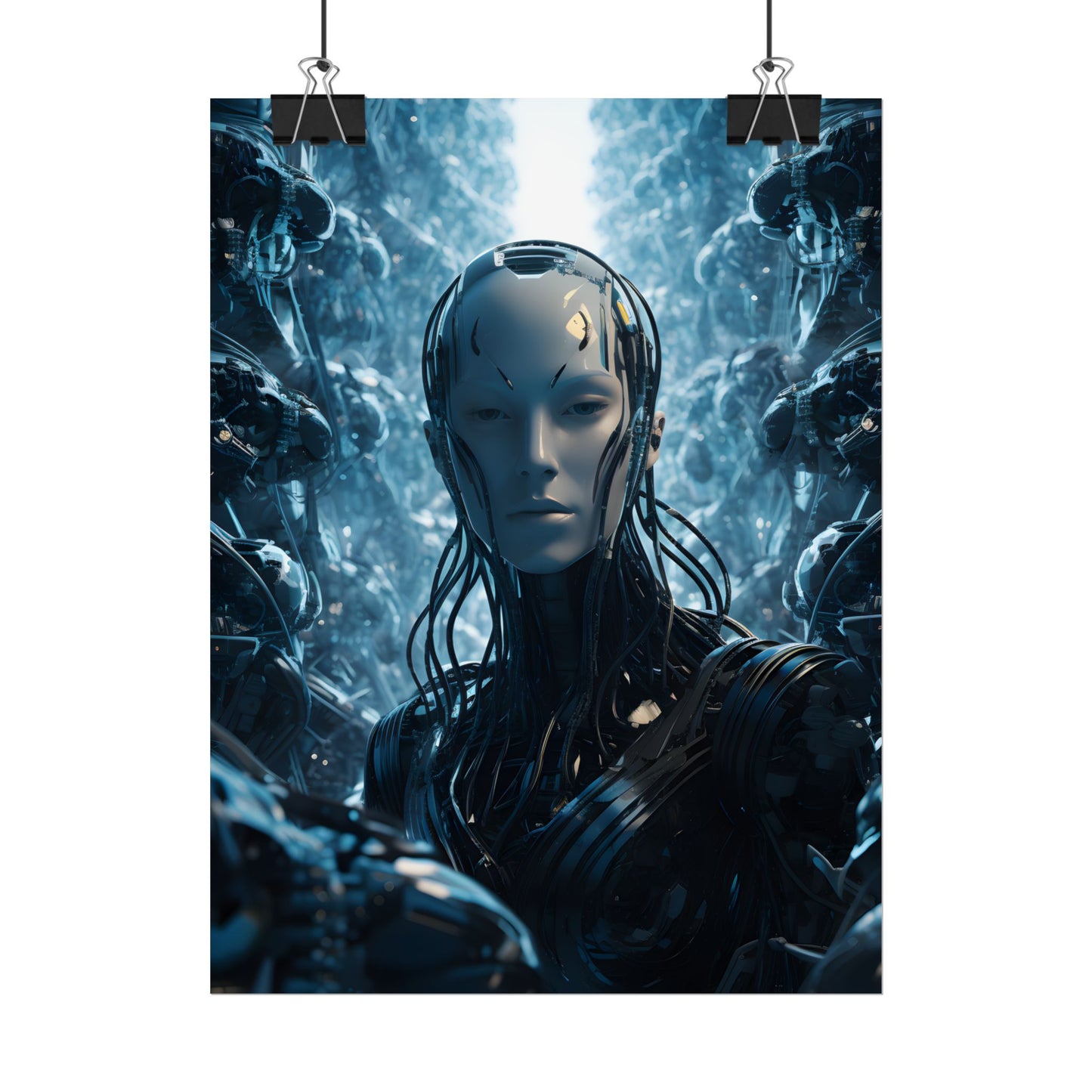 Robot Orchestra Symphony: Futuristic City Digital Art - Poster
