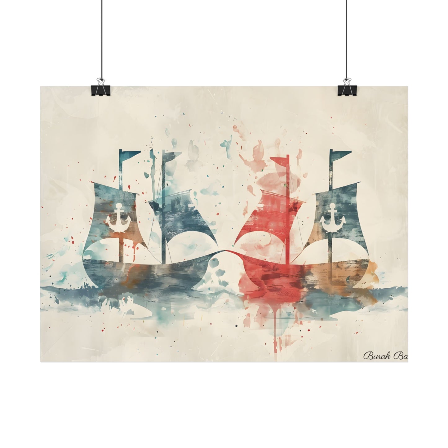 Vintage Nautical Flags: Antique Maritime Heraldry Illustration - Poster