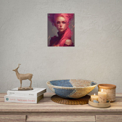 Enigmatic Portrait: Pink Hair in Darkness - Poster