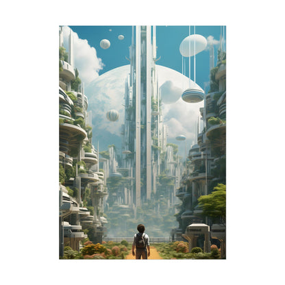 Dystopian Utopia: Futuristic Cityscape Under Oppression - Poster