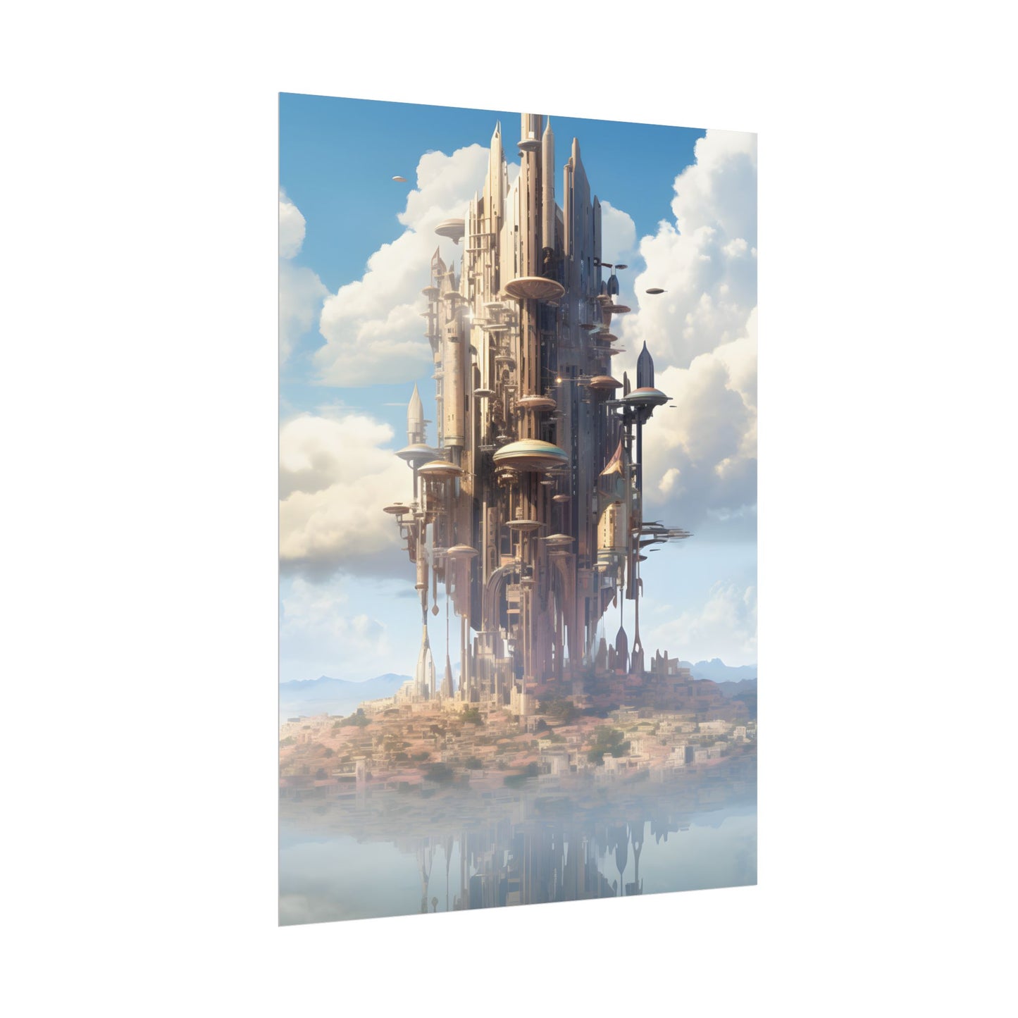 Breathtaking Floating Cityscape: Columbia 6 Digital Art - Poster