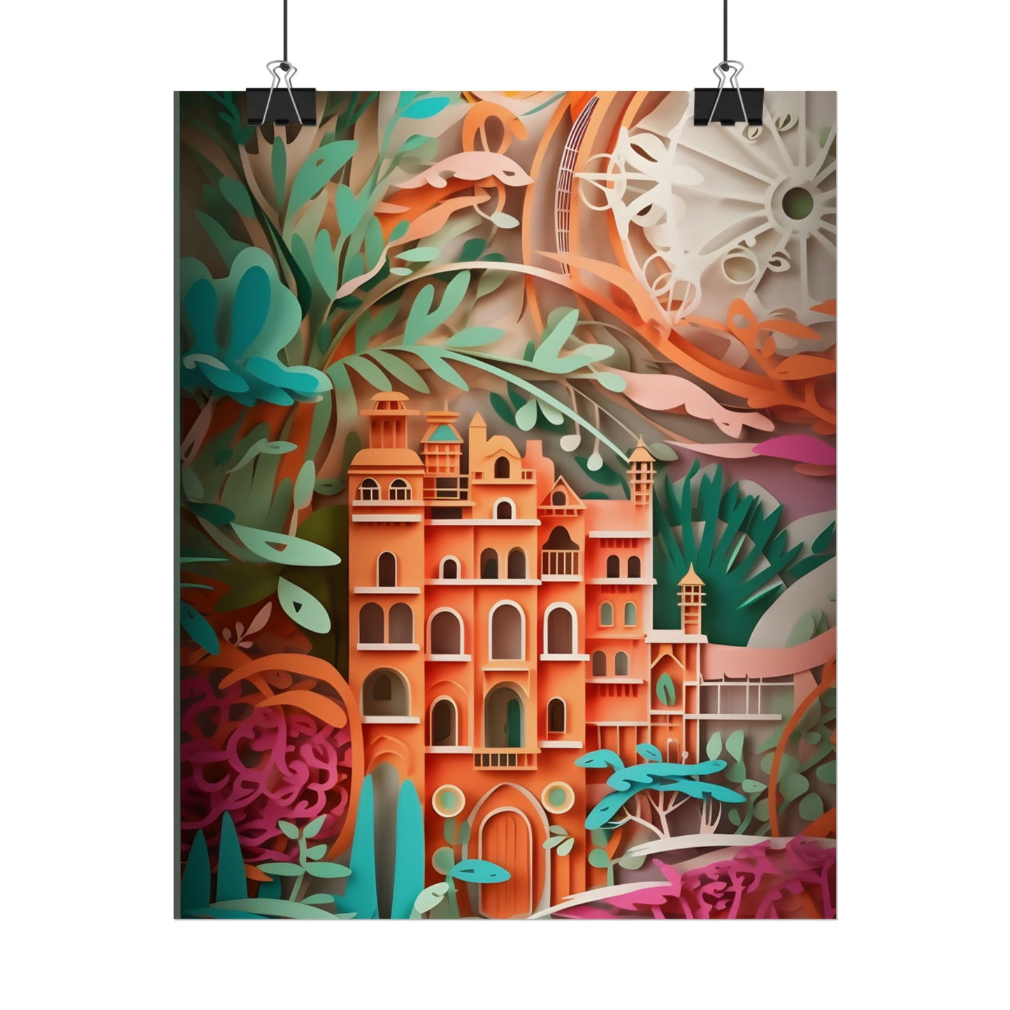 European Paper Quilled Landscape: Artistic Craftsmanship - Poster