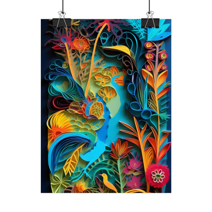 Indian Quilled Landscape: Colorful Paper Art - Poster