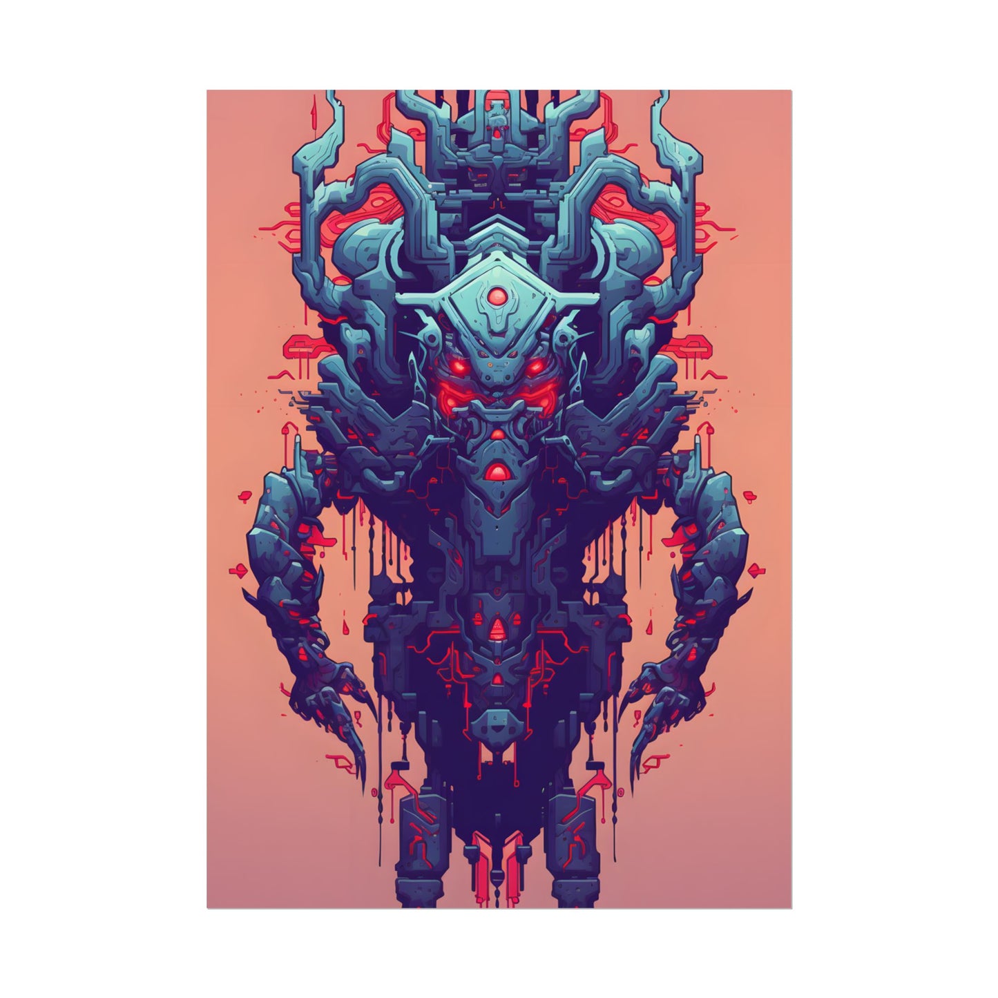 Neon Pixel Pets: Cyberpunk Synthwave Digital Art - Poster