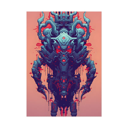 Neon Pixel Pets: Cyberpunk Synthwave Digital Art - Poster