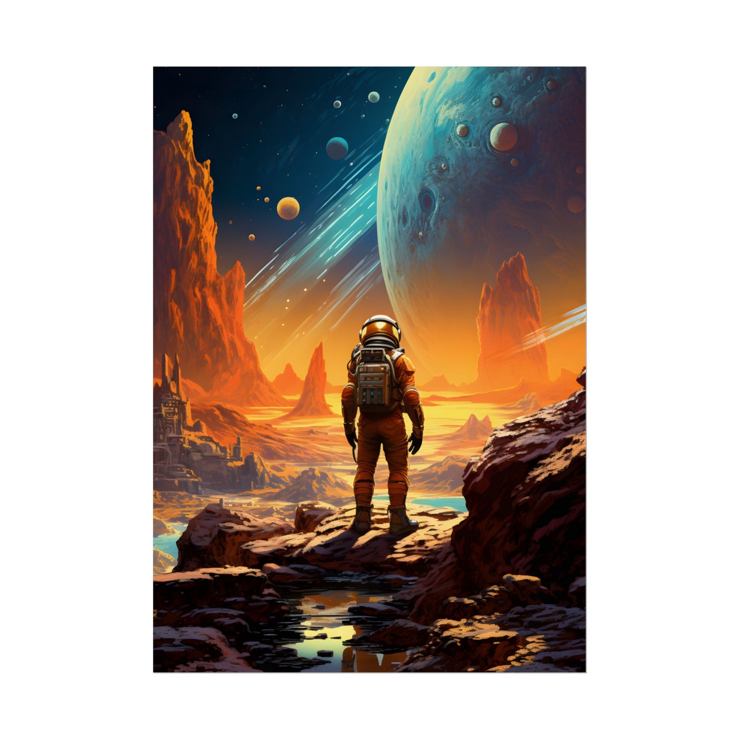 Futuristic Wilderness Explorer: Solo Journey in the Unknown - Poster