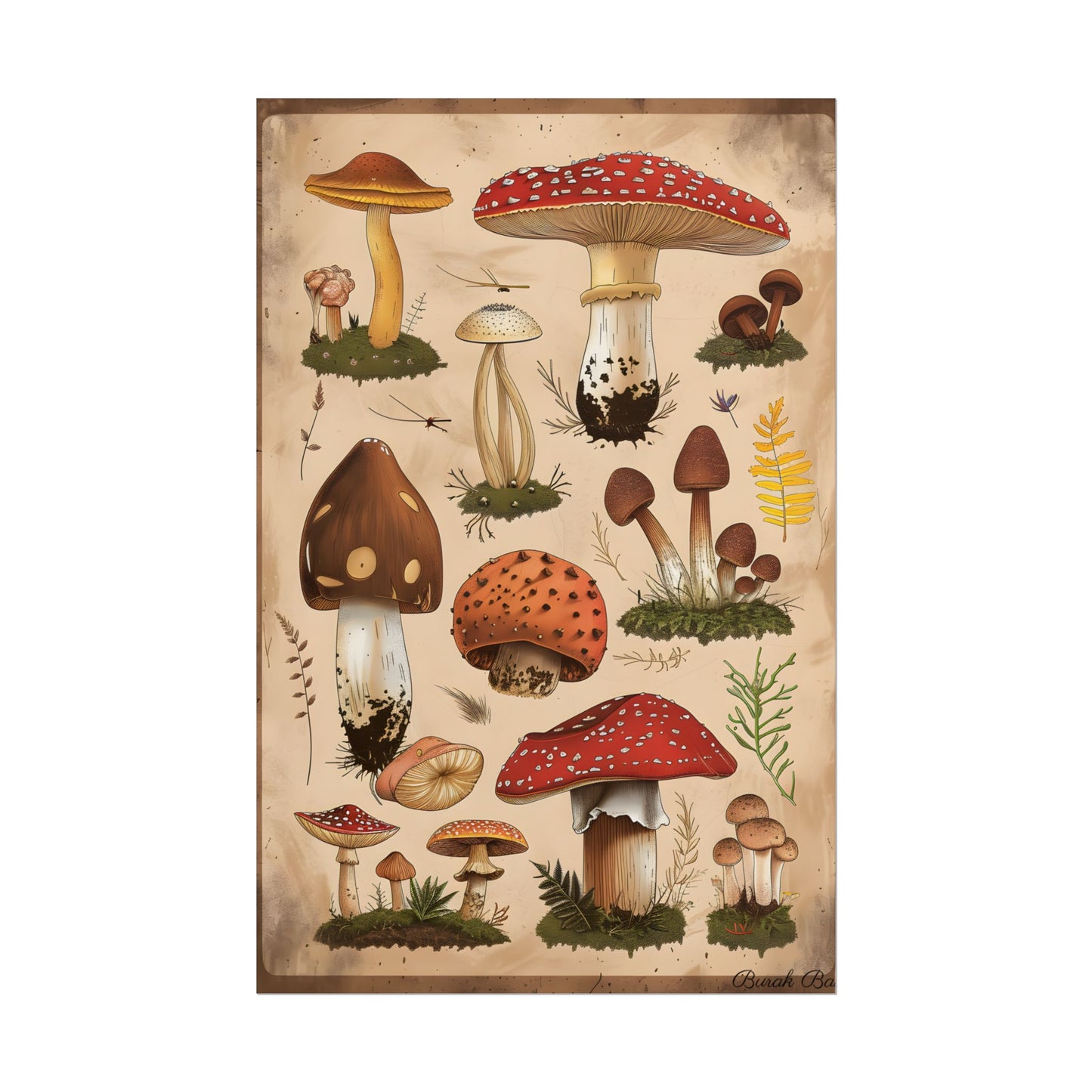 Vibrant Mushroom Species Poster: A Colorful Collection - Poster