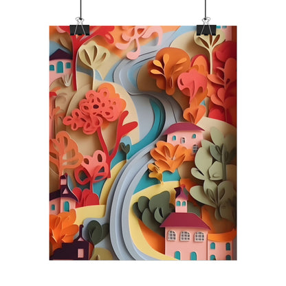 Intricate European Landscape: Paper Quilling Artwork - Poster