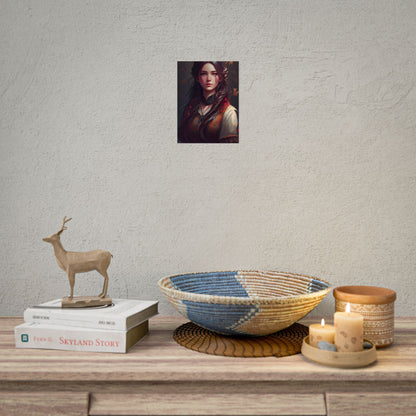 Vibrant Portrait: Brown Hair, Green Eyes Artwork - Poster
