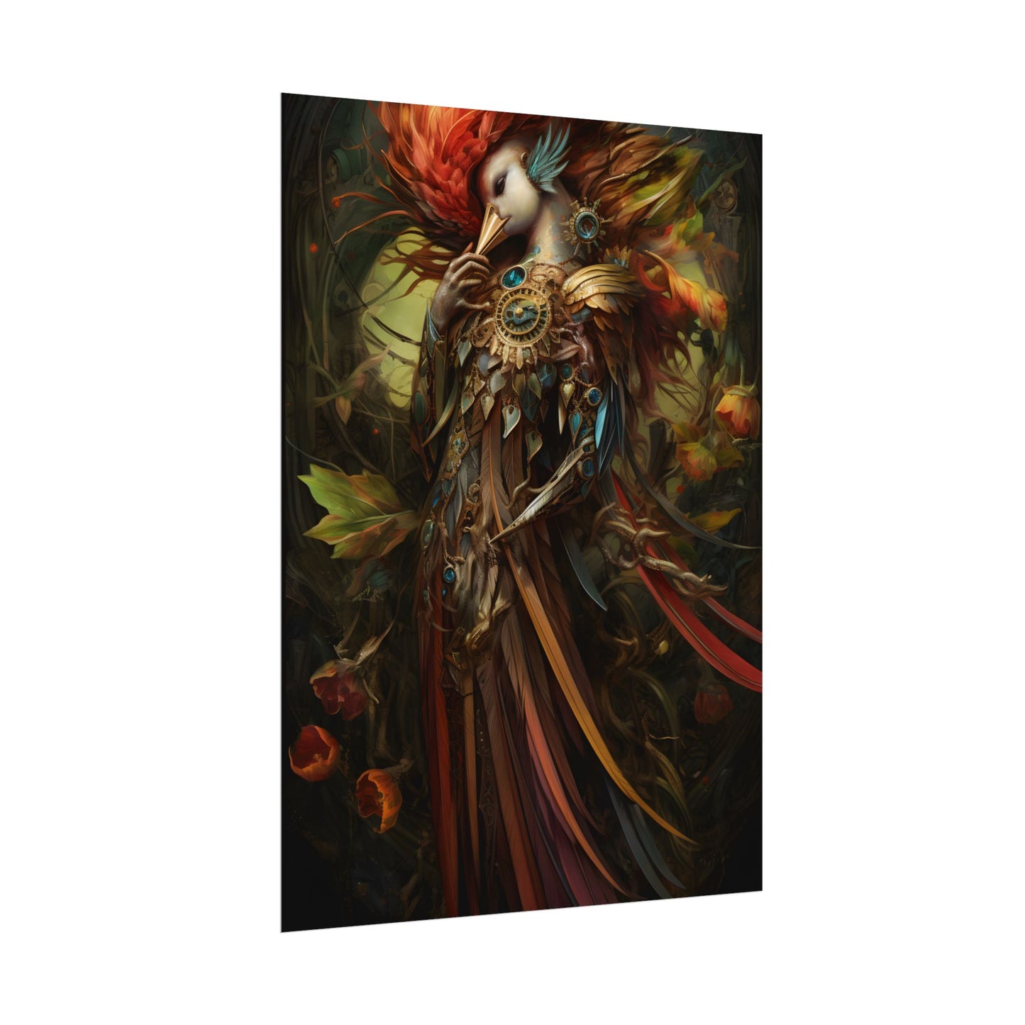 Grand Statue of a Majestic Bird in Serene Setting - Poster