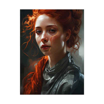 Astonishing Redhead Portrait: Neutral Expression Art - Poster