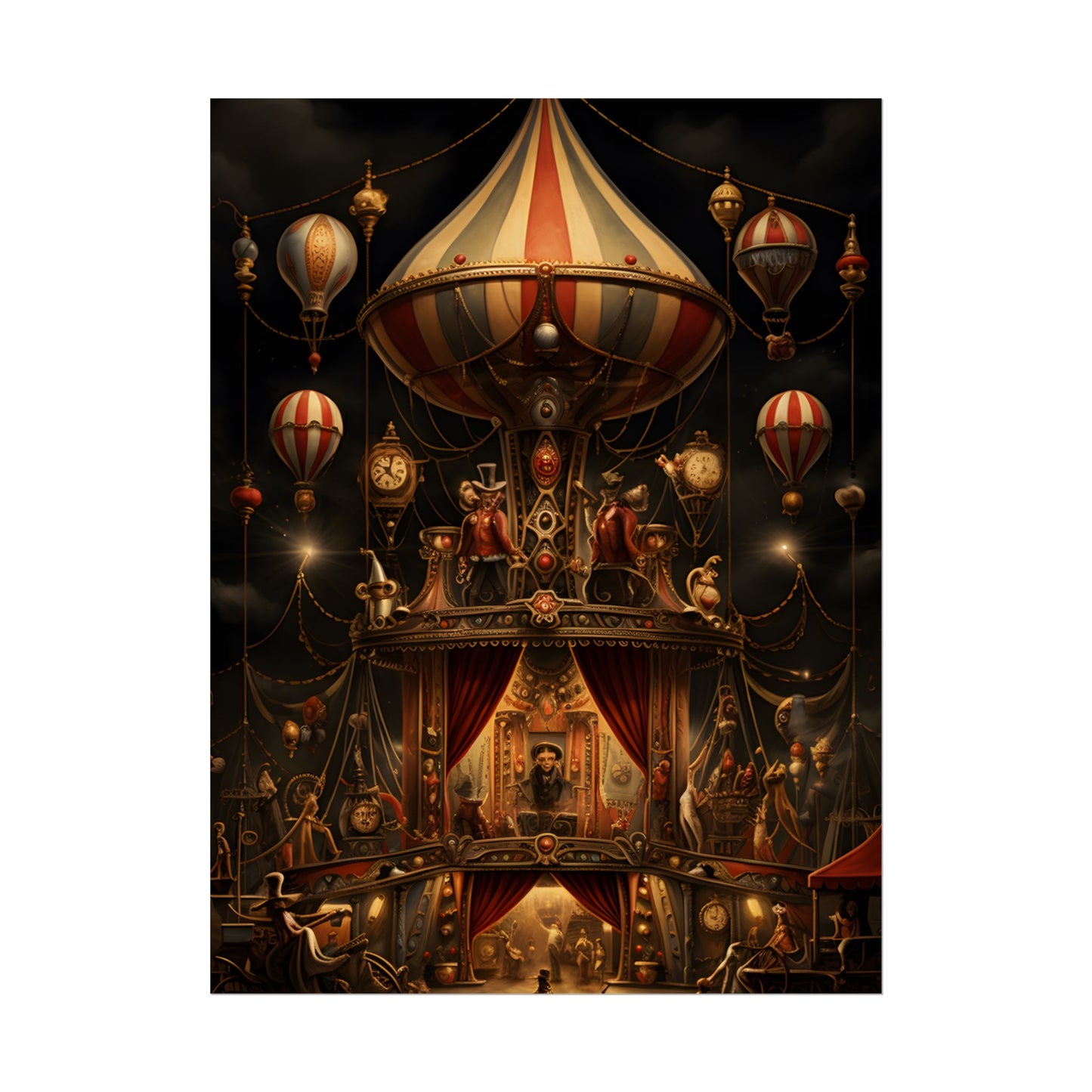 Whimsical Clockwork Circus: A Fantastical Artwork - Poster