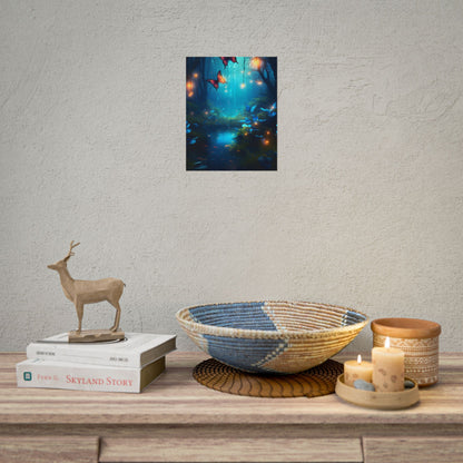 Moonlit Night Forest: Glowing Foggy Fantasy Bokeh Art - Poster