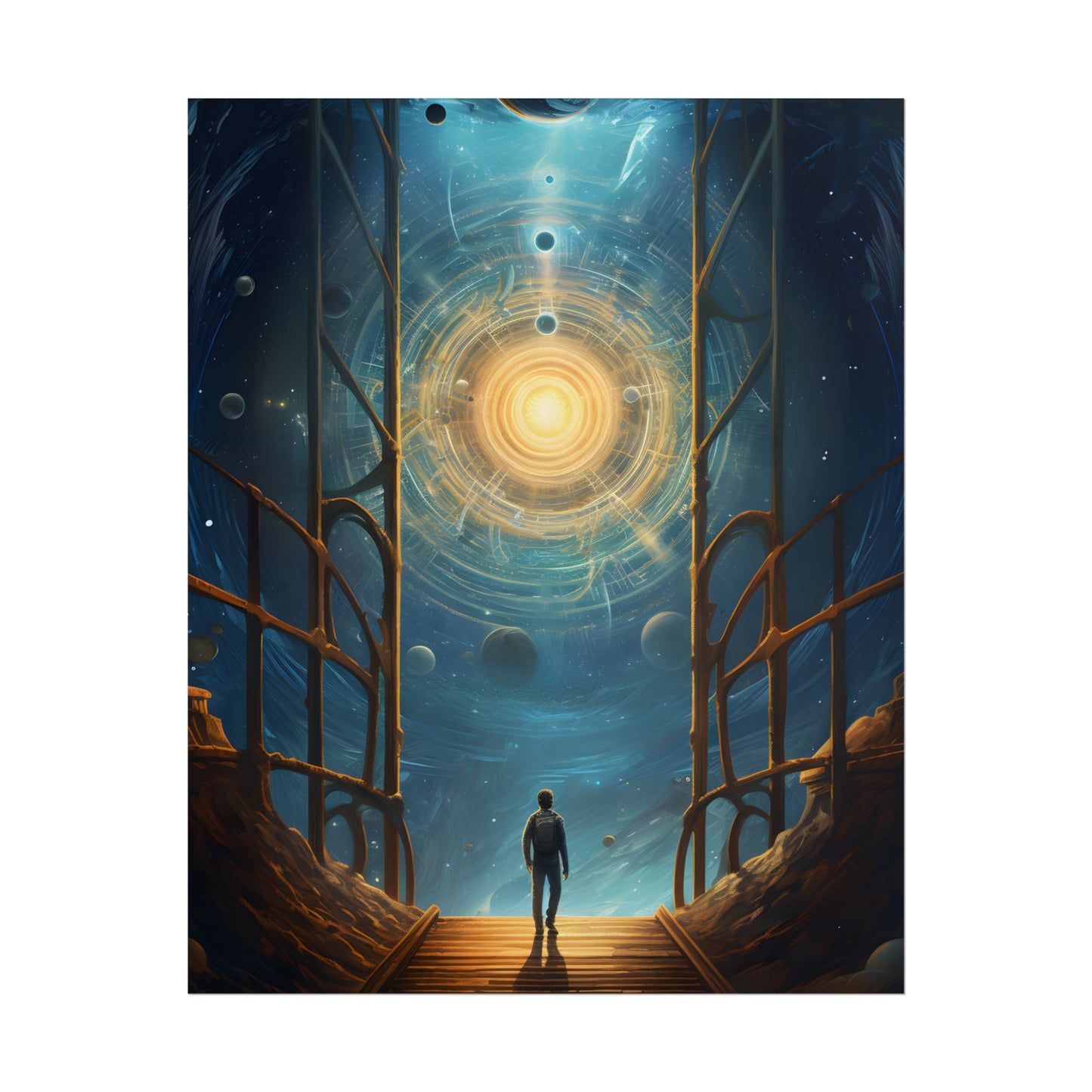 Space Explorer's Journey: Sleek Spacecraft in Stellar Odyssey - Poster