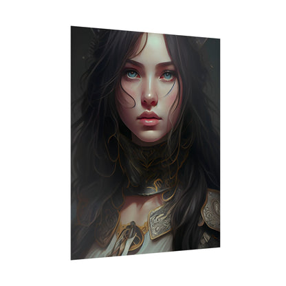 Vibrant Red Portrait: Dynamic Female Artwork - Poster