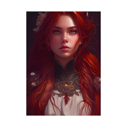 Redhead Portrait in Elegant Dress: Artwork - Poster