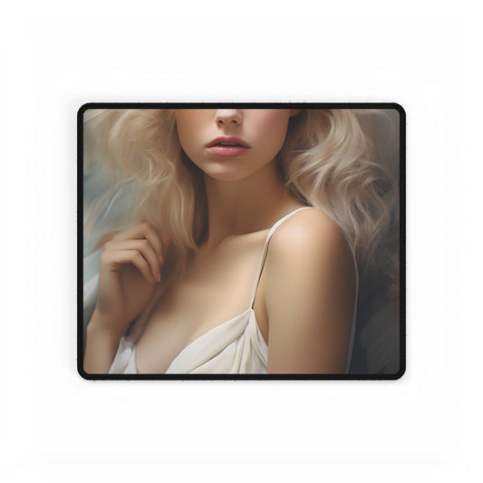 Modern Blonde Portrait: Unvarnished Natural Beauty - Desk Mat
