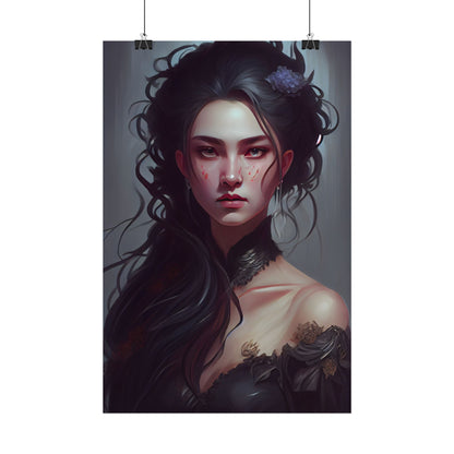 Astonishing Female Portrait: Dr. Black Hair Elegance - Poster