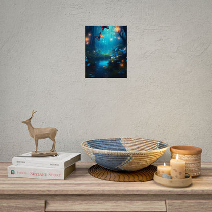 Moonlit Night Forest: Glowing Foggy Fantasy Bokeh Art - Poster