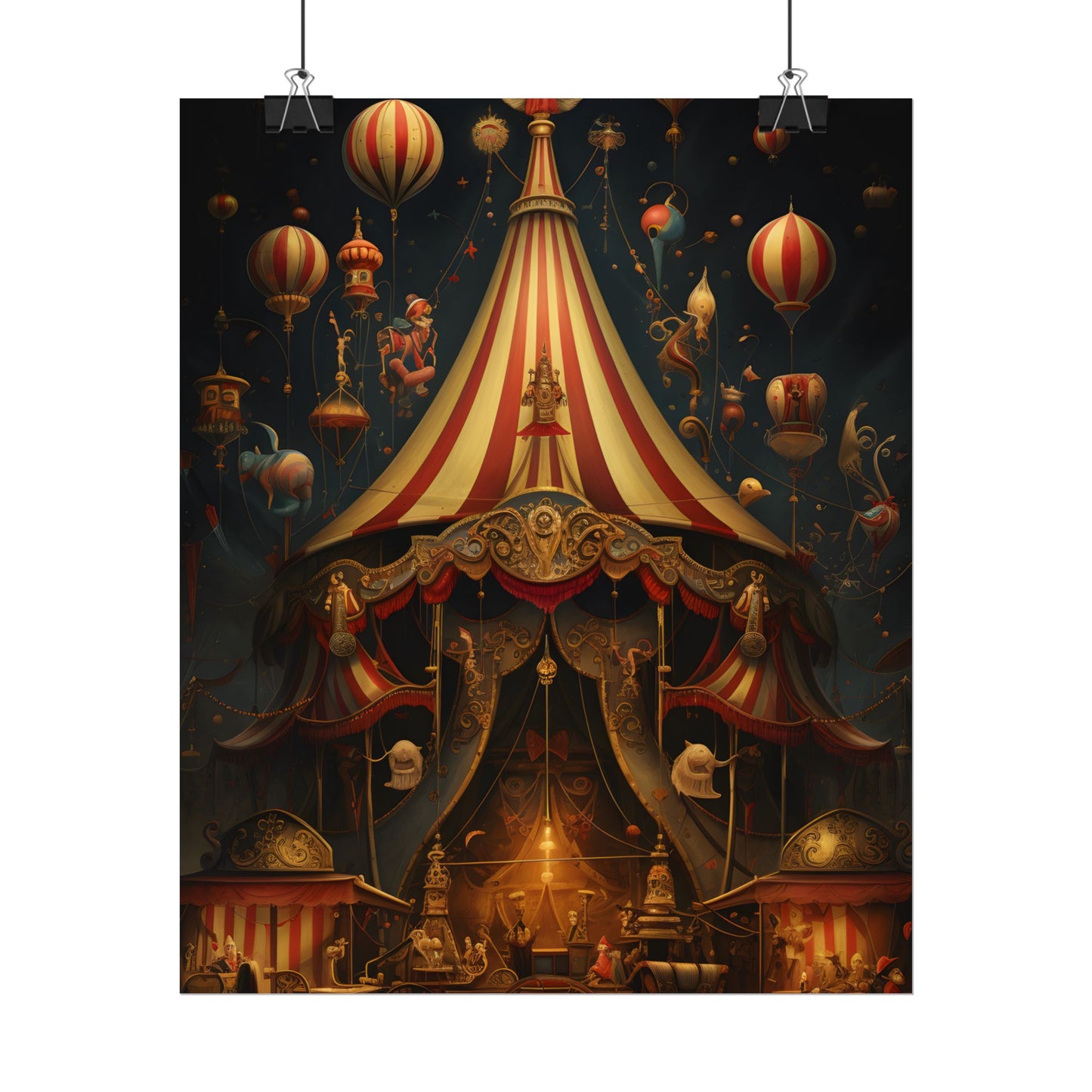Whimsical Clockwork Circus: Fantastical Art with Vibrant Details - Poster