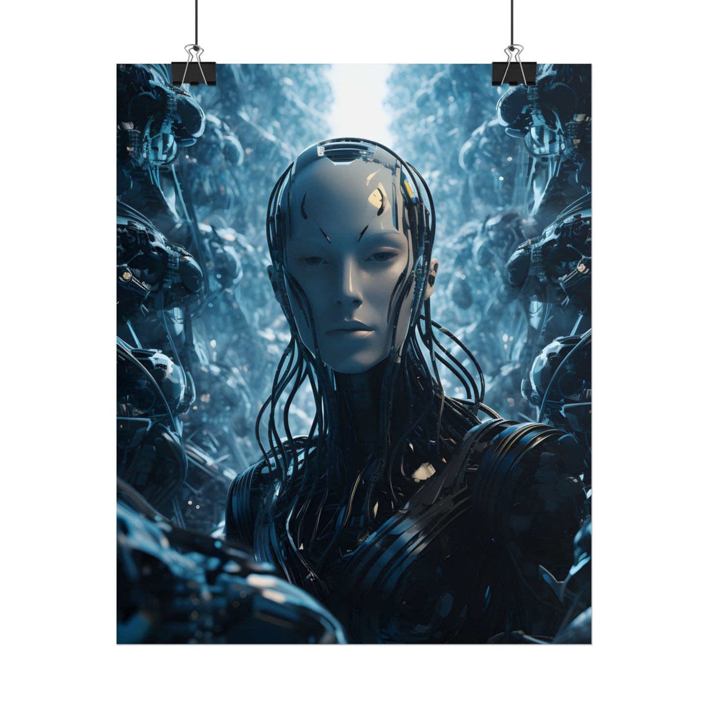 Robot Orchestra Symphony: Futuristic City Digital Art - Poster