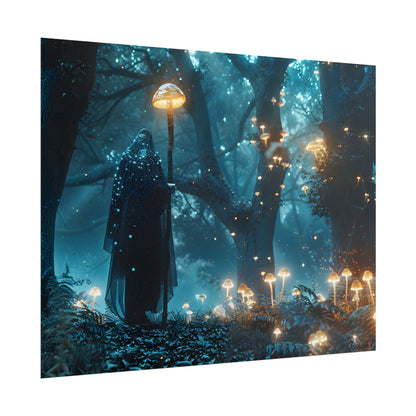 Whispers of Ancient Magic in a Moonlit Mystical Forest - Poster