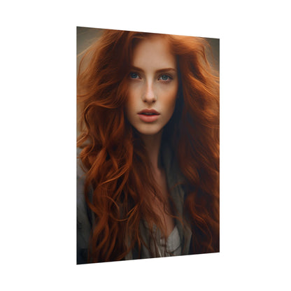 Gorgeous Redhead Woman: Natural Beauty Artwork - Poster