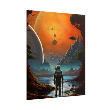 Futuristic Wilderness Explorer: Jetpack Adventure Art - Poster