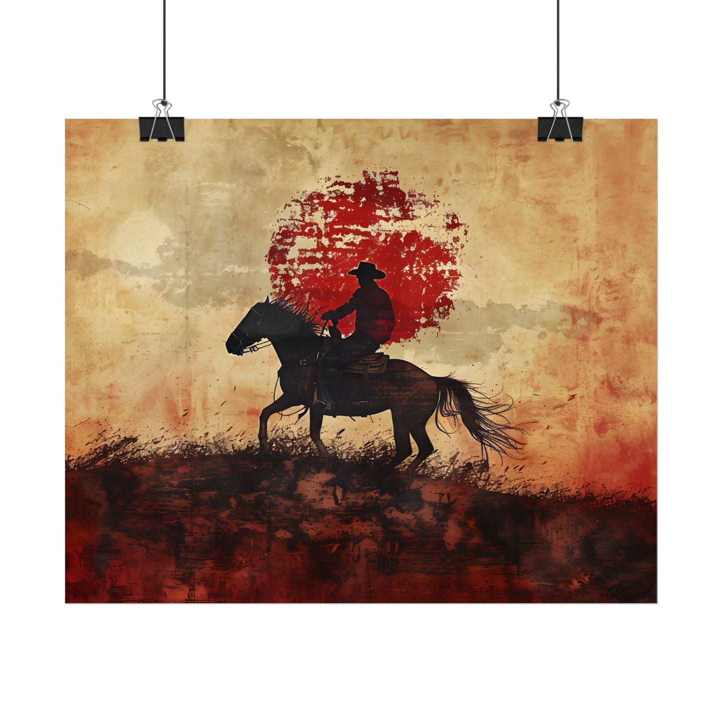 Dynamic Rodeo Scene: Earthy Tones of a Thrilling Ride - Poster