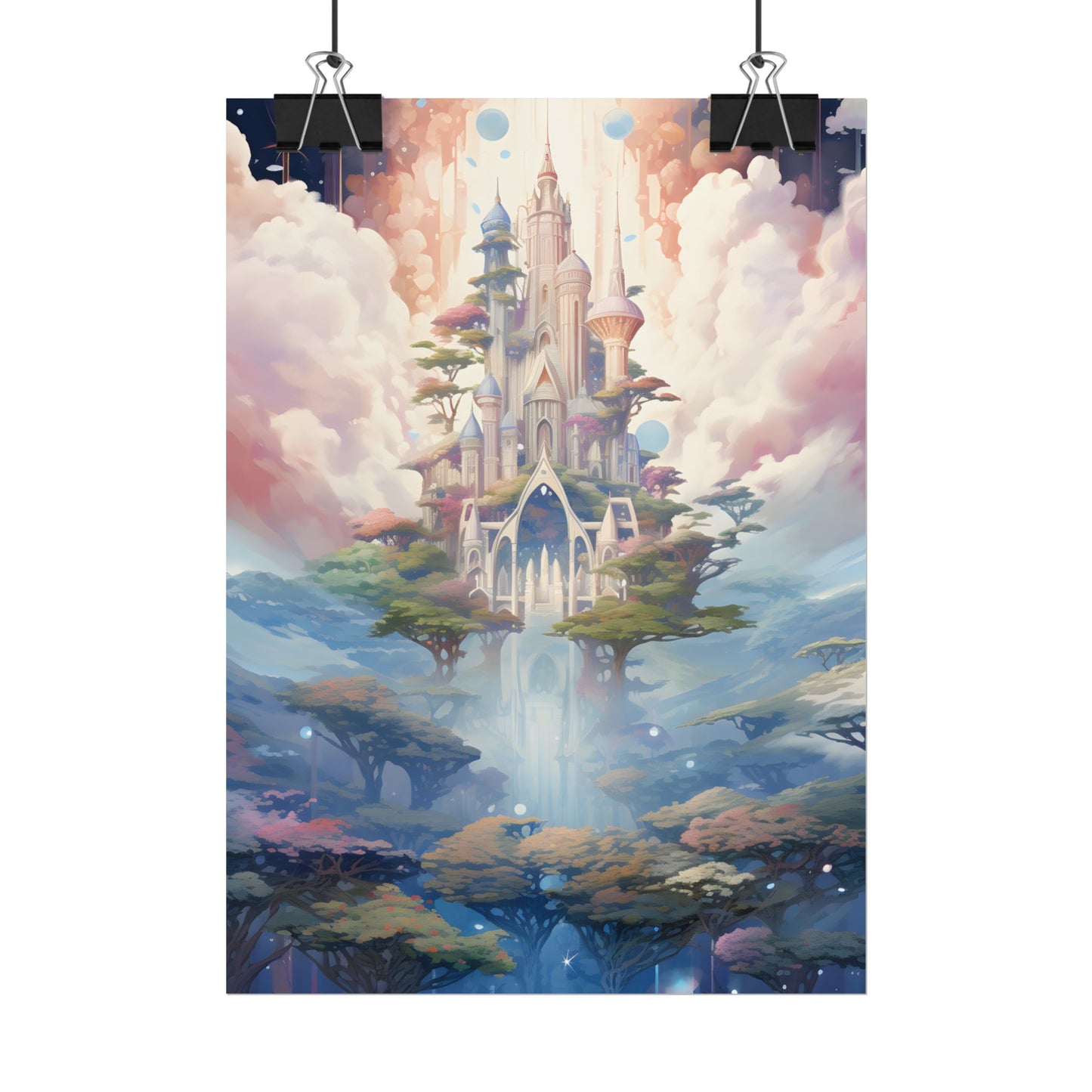 Surreal Floating City in Celestial Fantasy: A Dreamlike Digital Artwork - Poster