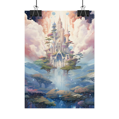Surreal Floating City in Celestial Fantasy: A Dreamlike Digital Artwork - Poster