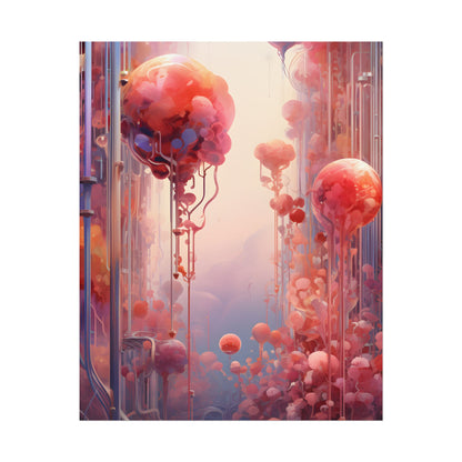 Futuristic Cyber Dreamscape: Abstract Digital Art - Poster