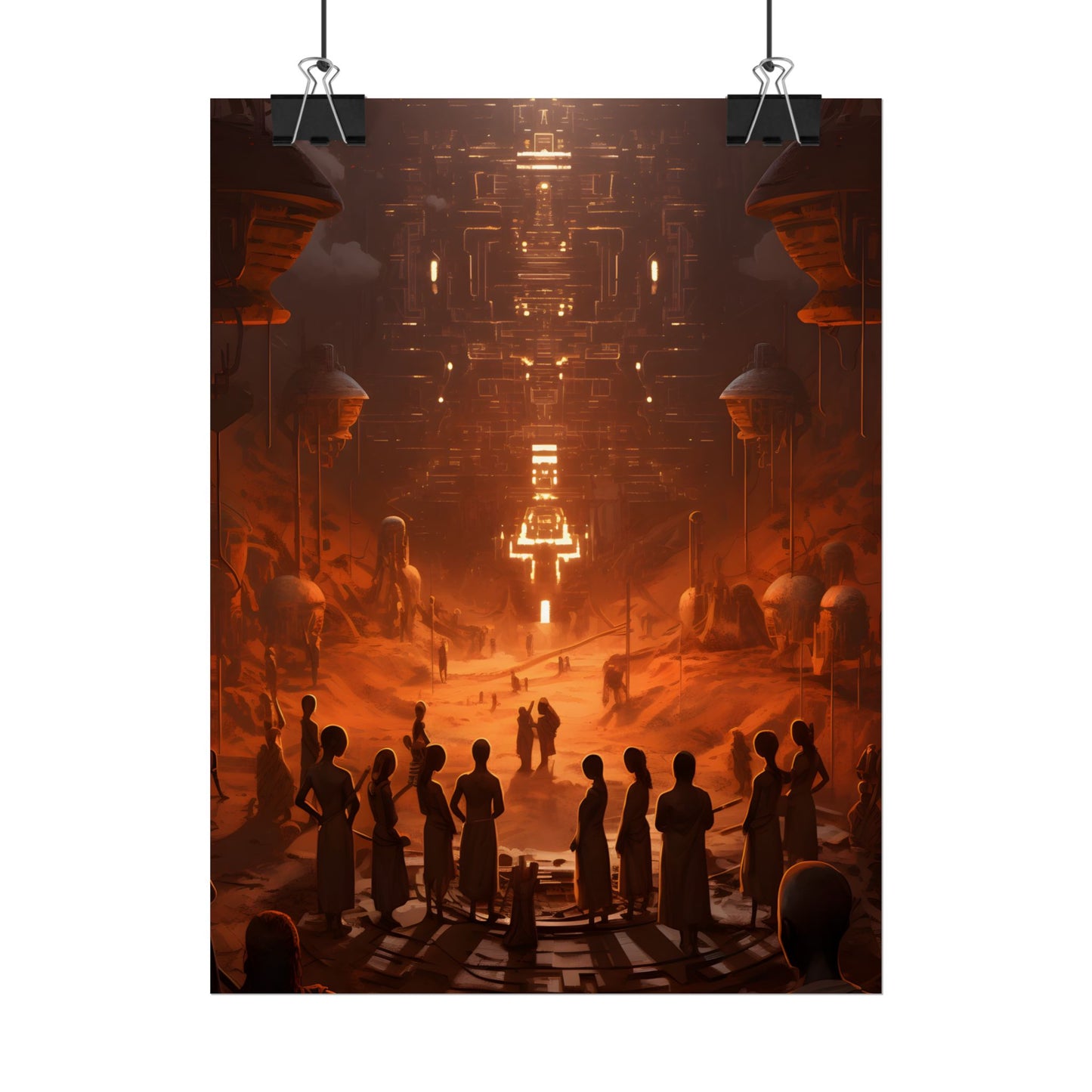 Vibrant Futuristic Tribal Gathering: Digital Art - Poster