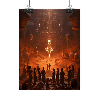 Vibrant Futuristic Tribal Gathering: Digital Art - Poster