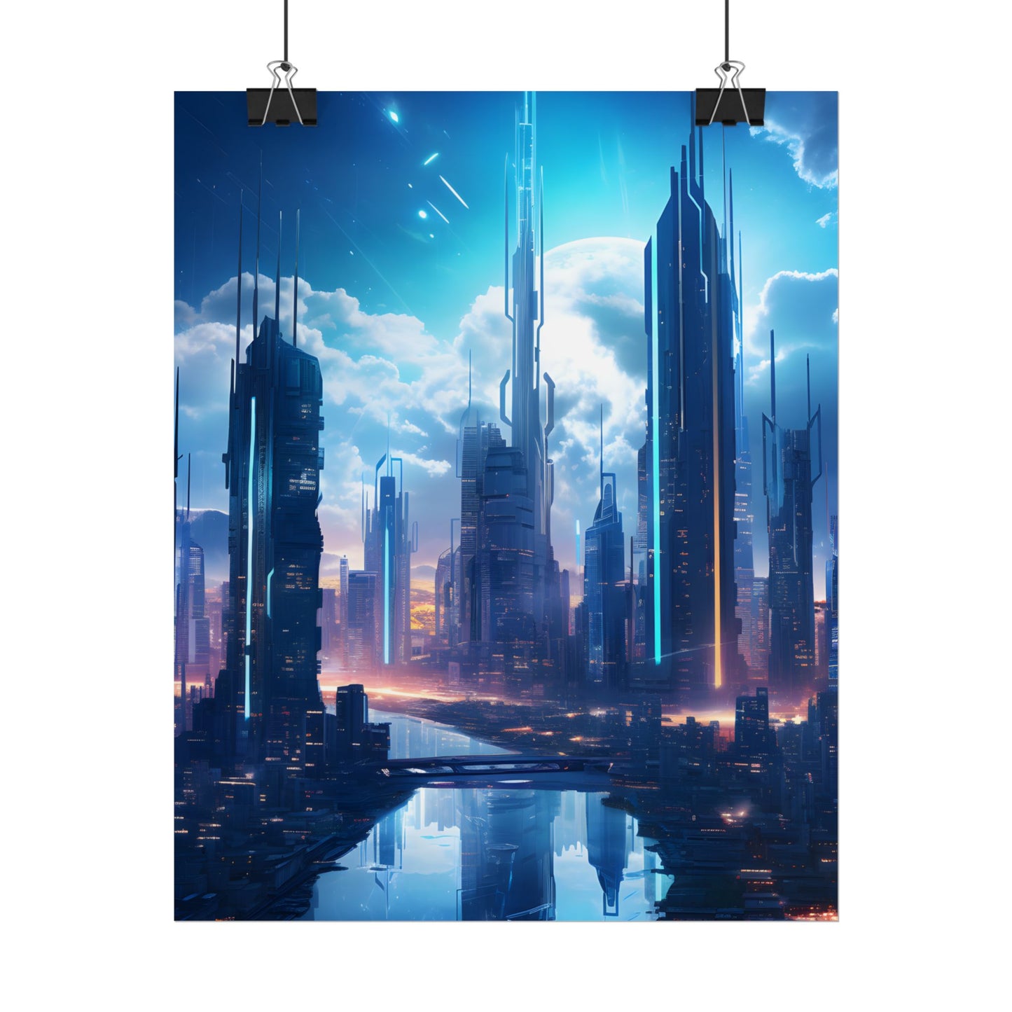 Dark Future Cityscape: Cyberpunk Dystopia Neon Artwork - Poster