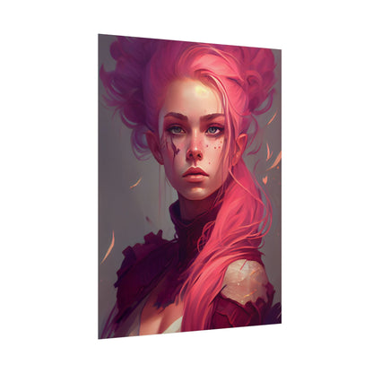 Enigmatic Portrait: Pink Hair in Darkness - Poster