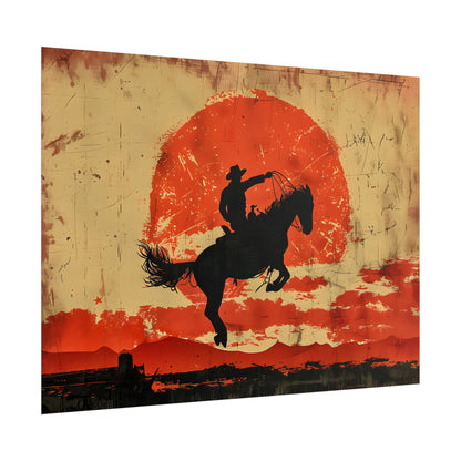 Vintage Rodeo Cowboy: Classic Bucking Bronco Art - Poster