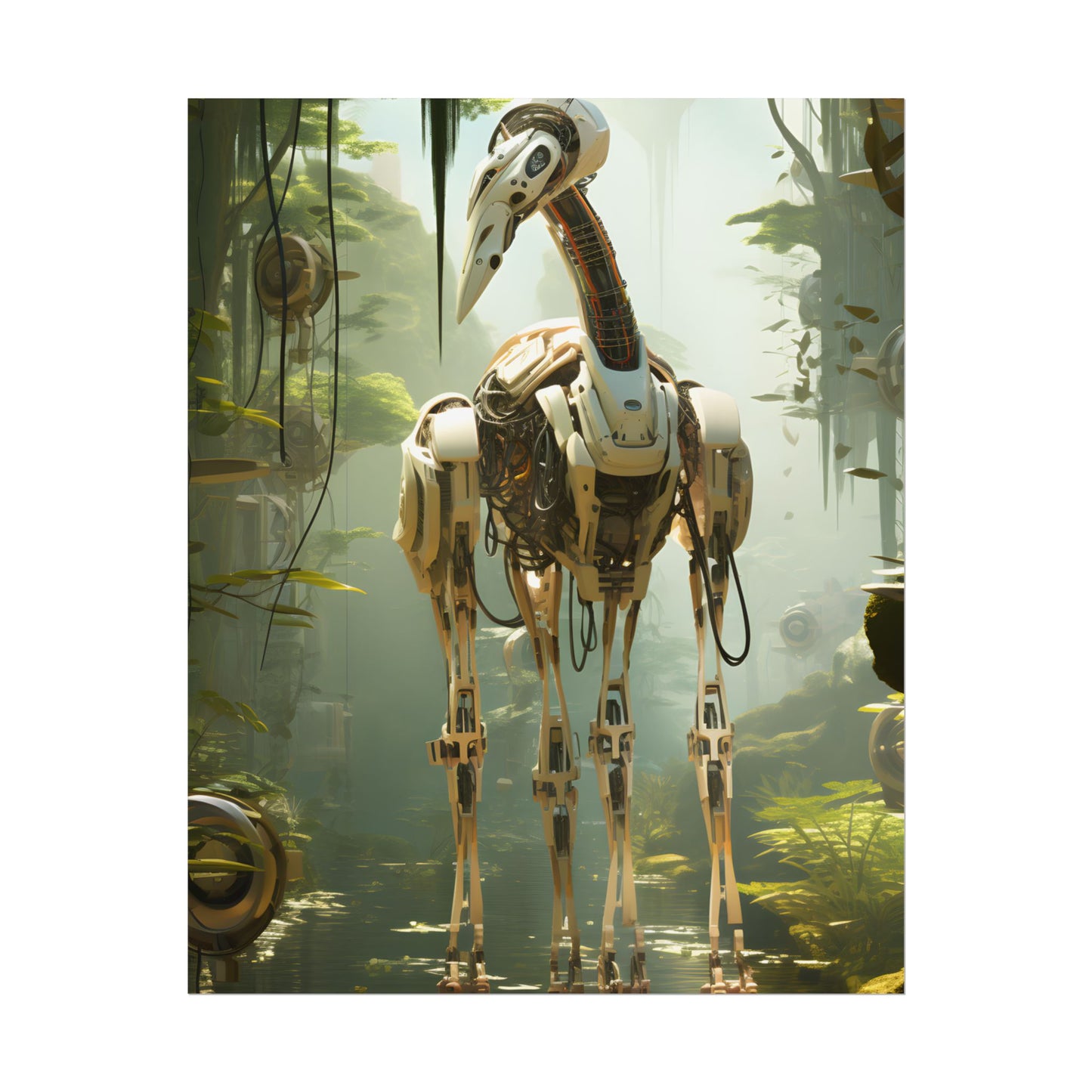 Robotic Guardians of Nature: Serene Wildlife Sanctuary Art - Poster