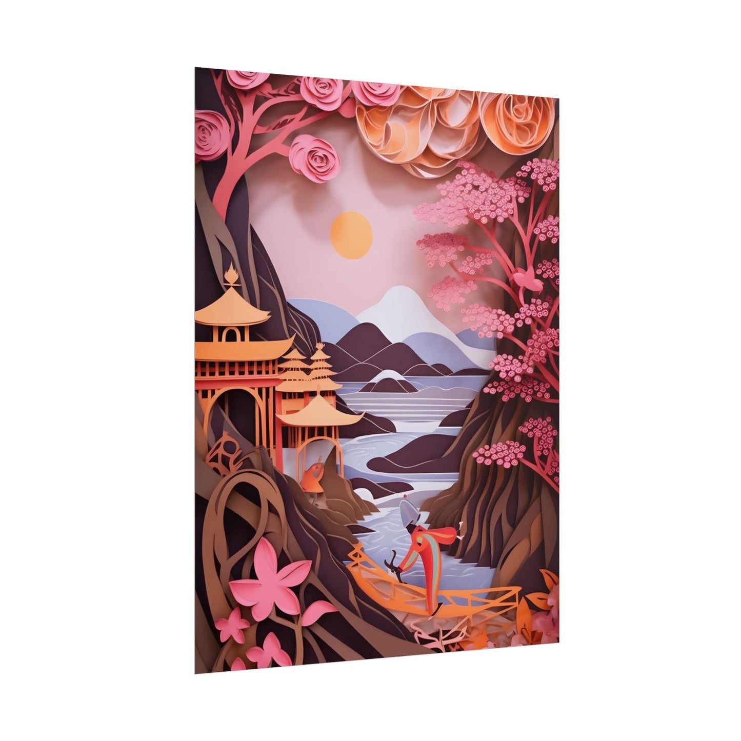 Japanese Vibrance: Eye-Catching Paper Quilled Landscape Art - Poster
