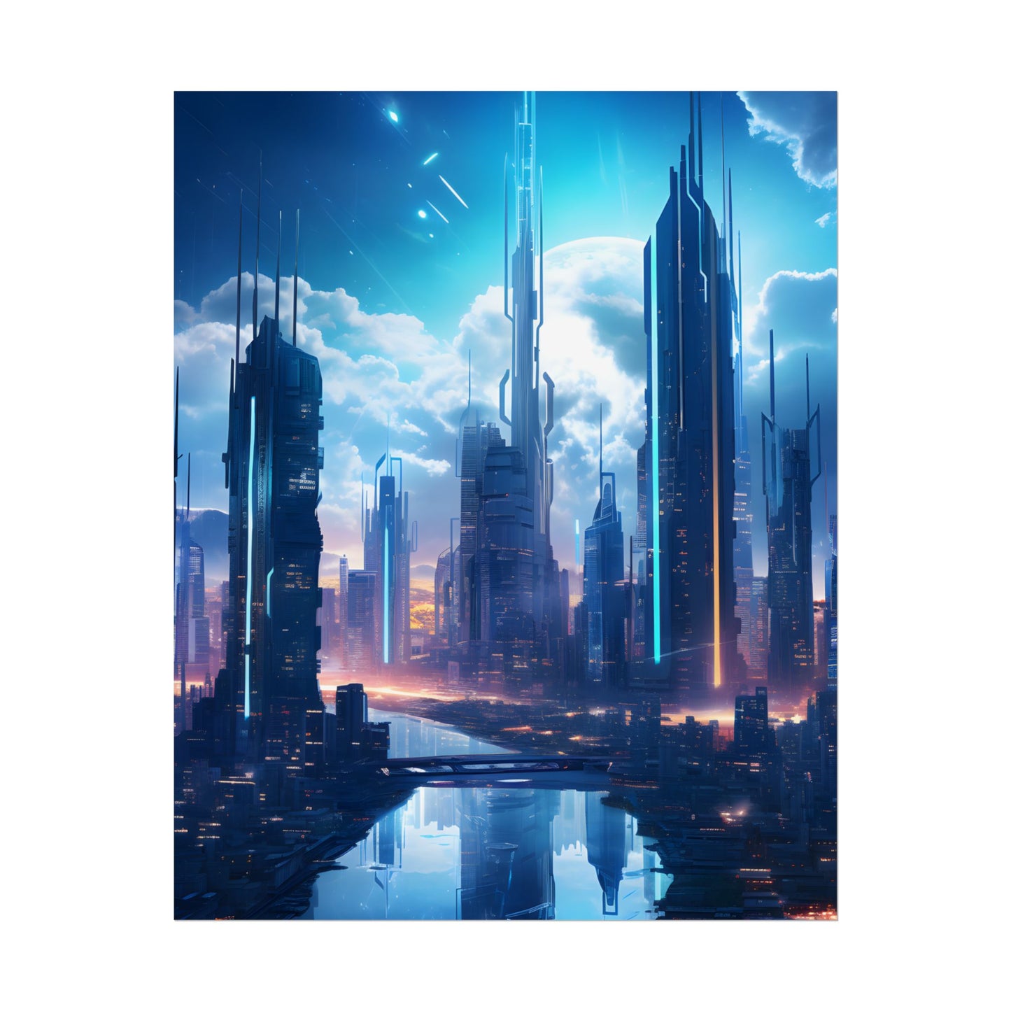 Dark Future Cityscape: Cyberpunk Dystopia Neon Artwork - Poster